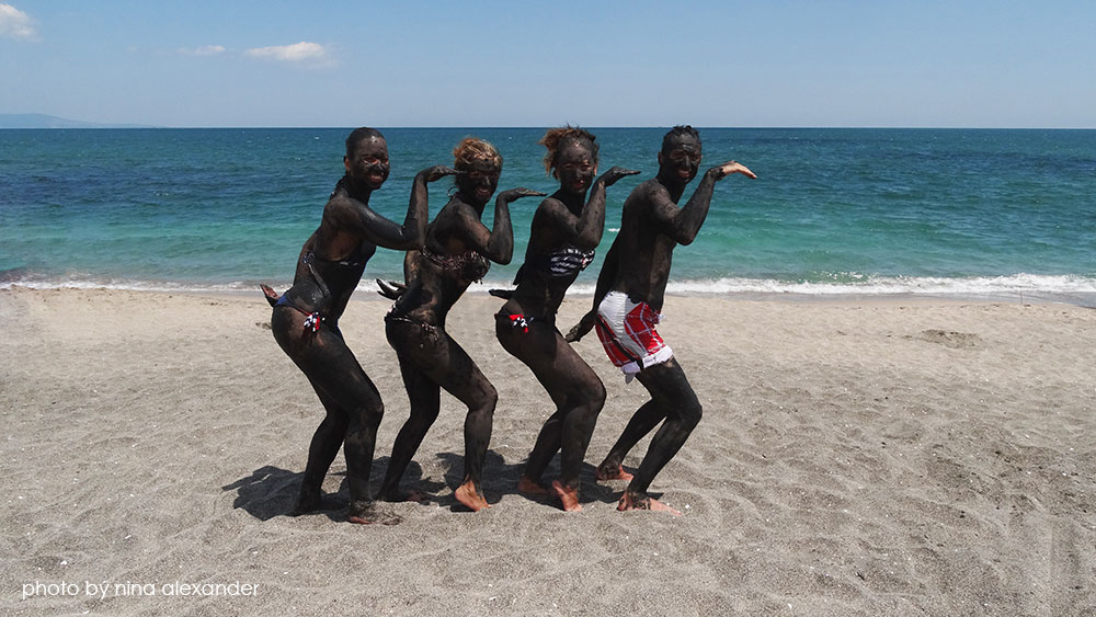 Goofing around in Pomorie's mud baths