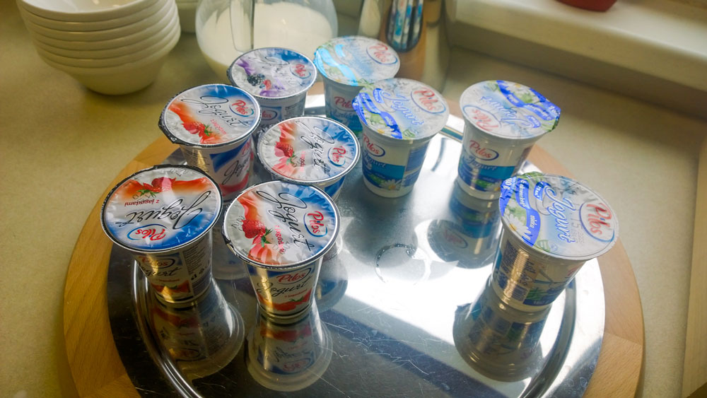 Breakfast yogurt at Bit-Center hotel, Ljubljana