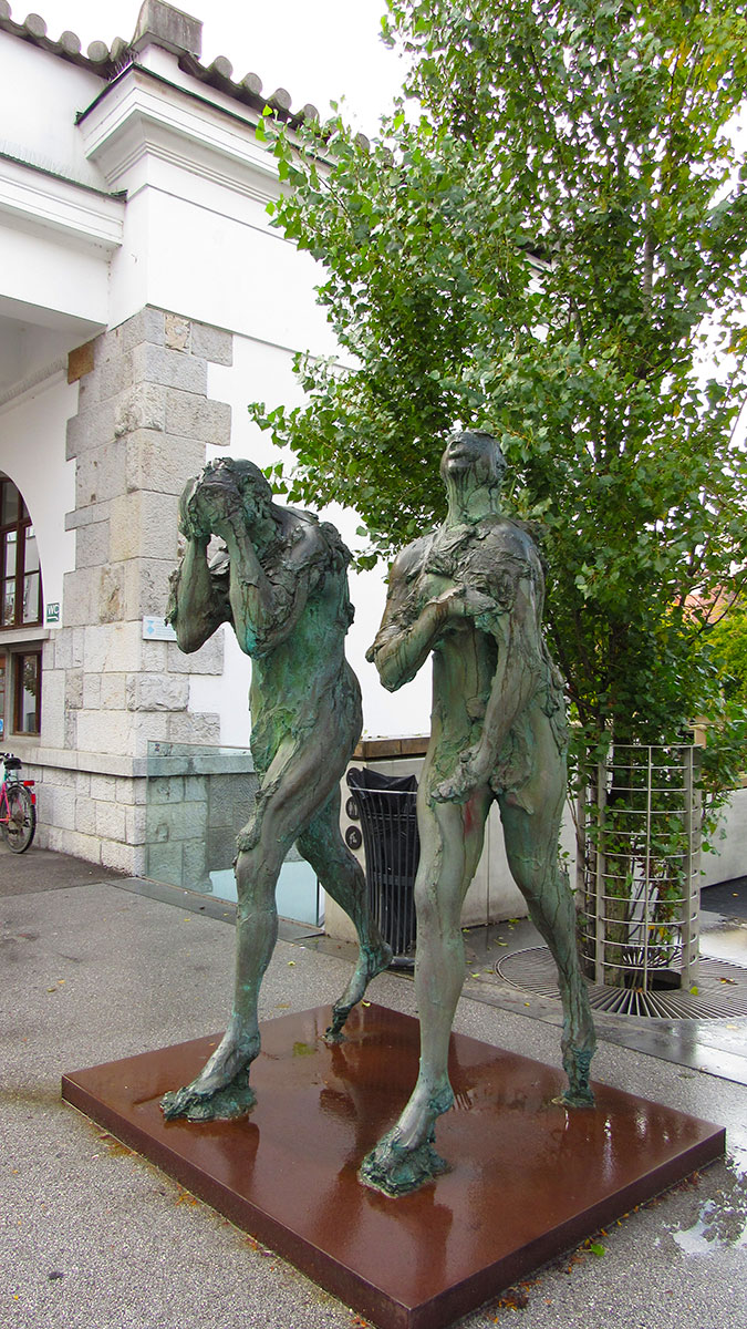 Sculpture of Adam and Eve on Butcher's Bridge, Ljubljana