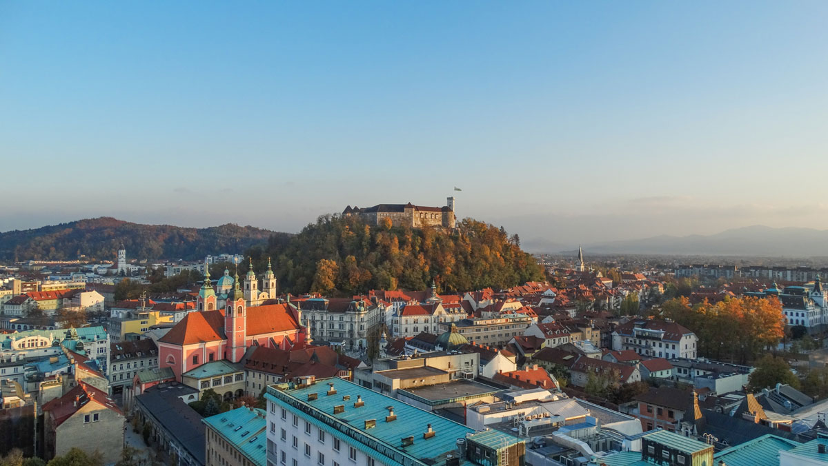 The castle as seen from Neboticnik, Ljubljana
