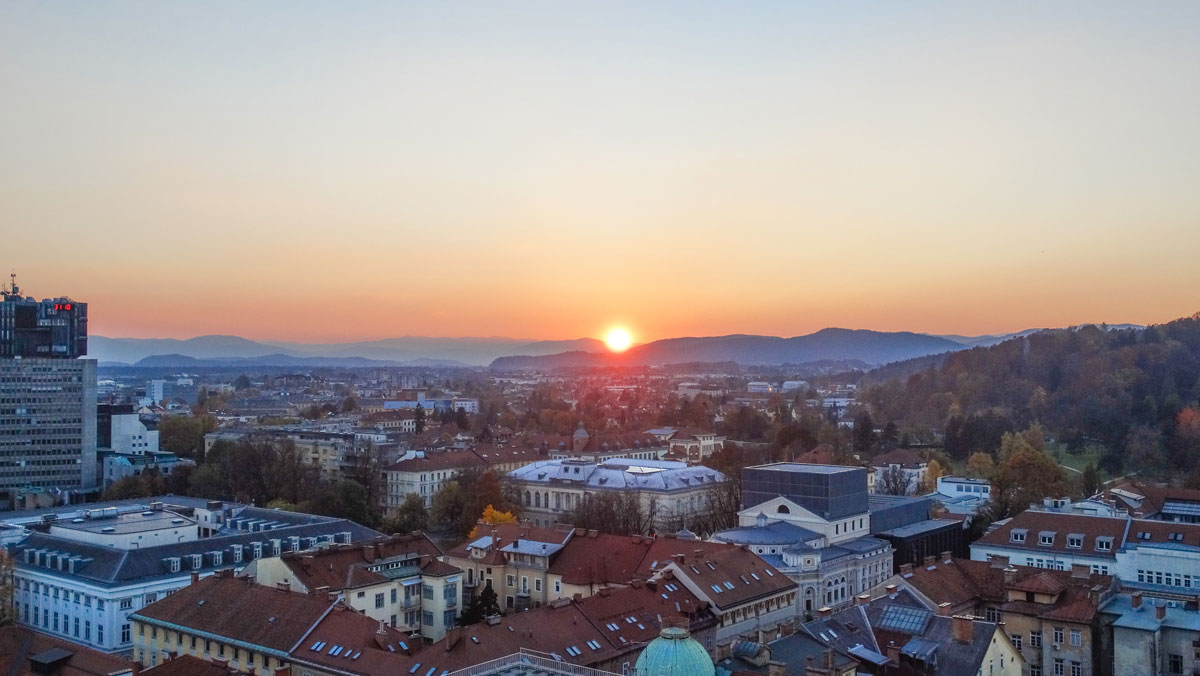 The sunset from Neboticnik, Ljubljana