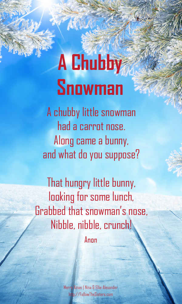 A chubby snowman, Christmas poem