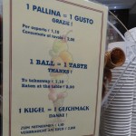 Prices of Italian ice cream in Trieste, Italy