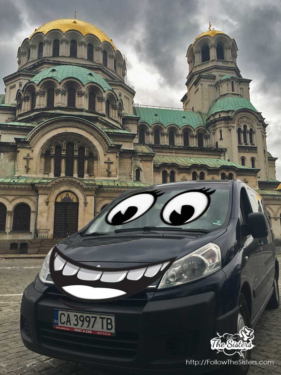 Citroen Jumpy rent a car van in front of Alexander Nevsky, Bulgaria