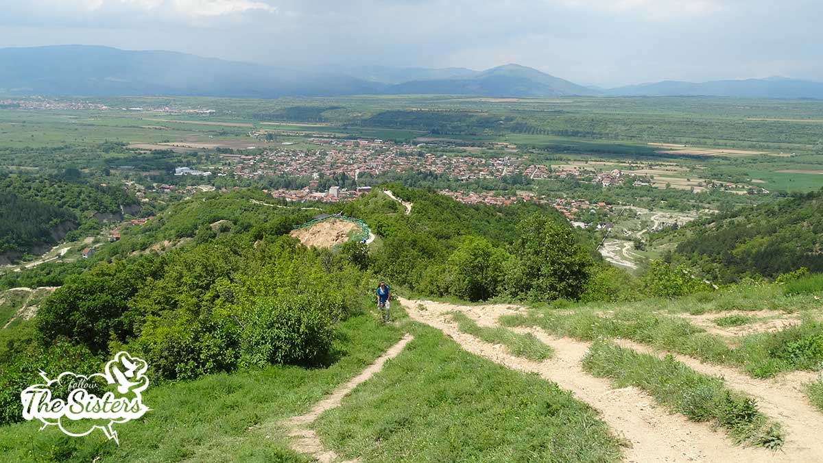 The steeper part of the path to the Stob Pyramids and the view