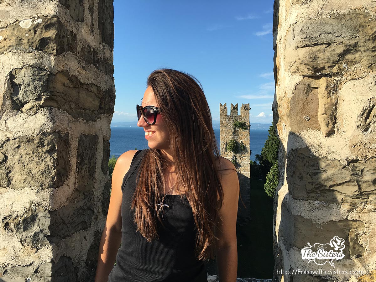 Ellie at Piran Town Walls