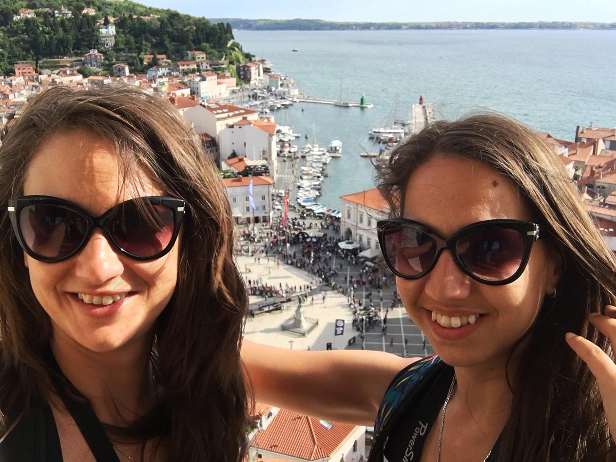 The Sisters freaking out at Piran Bell Tower