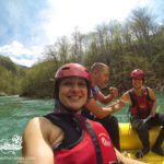 Joking and laughing during the rafting