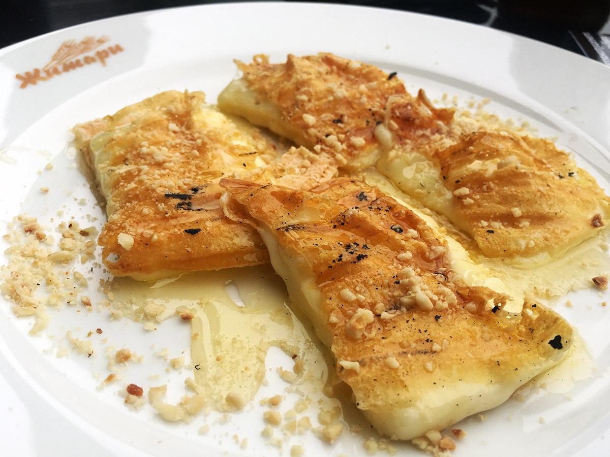 Yellow cheese honey wallnuts